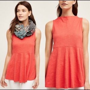 Deletta Mock Neck Sway Tank Top Coral Pink Small